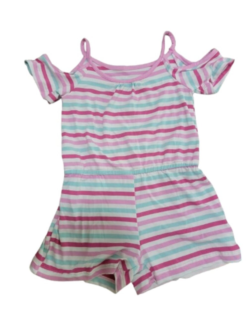 NWT Kickee Pants Sock Hop Stripe Open Shoulder Romper 4T